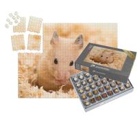 puzzleYOU : Smart Sorted® | Puzzle Photo 1000 pièces « Hamster doré sur copeaux de Bois »