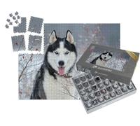 puzzleYOU : Smart Sorted® | Puzzle Photo 1000 pièces « Husky sibérien aux Yeux Bleus en Hiver »