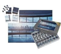 puzzleYOU : Smart Sorted® | Puzzle Photo 1000 pièces « Immeuble de Bureaux en Verre avec Silhouette Urbaine »