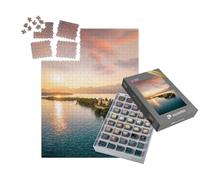 puzzleYOU : Smart Sorted® | Puzzle Photo 1000 pièces « Isola Del Garda avec Villa Borghese au Coucher du Soleil, Italie »