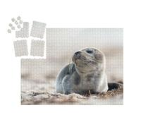 puzzleYOU : Smart Sorted® | Puzzle Photo 1000 pièces « Jeune Phoque sur Une Plage de la mer Baltique »