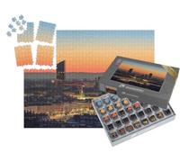 puzzleYOU : Smart Sorted® | Puzzle Photo 1000 pièces « La Place Bellecour et Les Tours de la Part-Dieu dans la Ville de Lyon, France, à l'aube. »