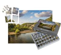 puzzleYOU : Smart Sorted® | Puzzle Photo 1000 pièces « La rivière Ardèche et Le Vieux Village de Vogüé au Coucher du Soleil »