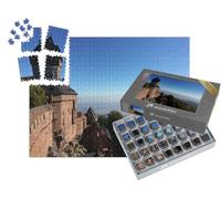 puzzleYOU : Smart Sorted® | Puzzle Photo 1000 pièces « La Vue Depuis Le Sommet d'une Montagne du vignoble alsacien dans la région Grand Est, France. »