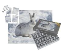puzzleYOU : Smart Sorted® | Puzzle Photo 1000 pièces « Lapin Blanc en Raquettes en Hiver »