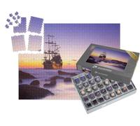 puzzleYOU : Smart Sorted® | Puzzle Photo 1000 pièces « Le Bateau Pirate quitte l'île au Coucher du Soleil »