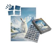 puzzleYOU : Smart Sorted® | Puzzle Photo 1000 pièces « Le lièvre des neiges Profite du Monde de la Glace »
