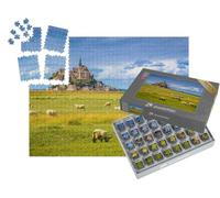 puzzleYOU : Smart Sorted® | Puzzle Photo 1000 pièces « Le Mont Saint-Michel avec des Moutons dans de Verts pâturages, Normandie, France »