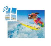 puzzleYOU : Smart Sorted® | Puzzle Photo 1000 pièces « Le Roi des surfeurs : Le Chien Jack Russell Surfe la Vague Parfaite »