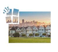 puzzleYOU : Smart Sorted® | Puzzle Photo 1000 pièces « Les Painted Ladies de San Francisco, Maisons victoriennes en Californie, États-Unis »