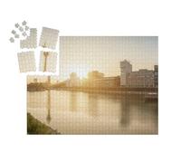 puzzleYOU : Smart Sorted® | Puzzle Photo 1000 pièces « Lever de Soleil sur Düsseldorf, Capitale de la Rhénanie-du-Nord-Westphalie »