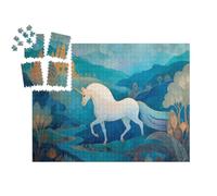 puzzleYOU : Smart Sorted® | Puzzle Photo 1000 pièces « Licorne Blanche dans Un Monde de Conte de fées Bleu »