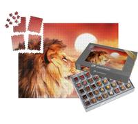 puzzleYOU : Smart Sorted® | Puzzle Photo 1000 pièces « Lion d'Afrique dans Un Coucher de Soleil Incandescent »