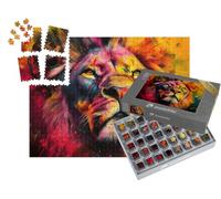 puzzleYOU : Smart Sorted® | Puzzle Photo 1000 pièces « Lion du Pop Art : Rugissement coloré de la Nature »