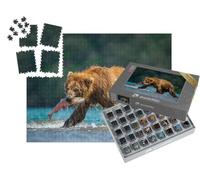 puzzleYOU : Smart Sorted® | Puzzle Photo 1000 pièces « l'ours Brun du Kamtchatka Attrape des saumons au lac Kouriles, Kamtchatka »