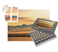 puzzleYOU : Smart Sorted® | Puzzle Photo 1000 pièces « Lumière du Soir sur Le lac de Constance avec Les Alpes suisses en arrière-Plan »
