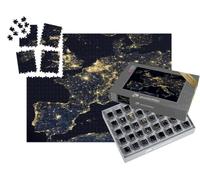 puzzleYOU : Smart Sorted® | Puzzle Photo 1000 pièces « Lumières de la Ville sur la Carte du Monde, Europe, NASA »