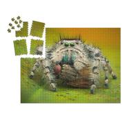 puzzleYOU : Smart Sorted® | Puzzle Photo 1000 pièces « Macrophotographie : Une araignée sauteuse Mange Une Mouche Domestique »