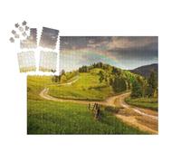 puzzleYOU : Smart Sorted® | Puzzle Photo 1000 pièces « Magnifique Paysage de collines Vertes avec des Bouquets de Pluie »