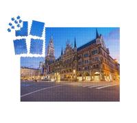 puzzleYOU : Smart Sorted® | Puzzle Photo 1000 pièces « Marienplatz et hôtel de Ville de Munich de Nuit, Bavière, Allemagne »