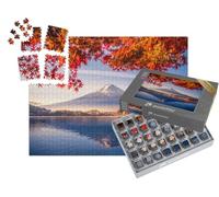 puzzleYOU : Smart Sorted® | Puzzle Photo 1000 pièces « Matin d'automne au Mont Fuji avec des Feuilles Rouges au lac Kawaguchiko, Japon »