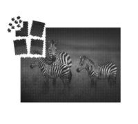 puzzleYOU : Smart Sorted® | Puzzle Photo 1000 pièces « Mère zèbre et Ses Deux Petits, Tanzanie »
