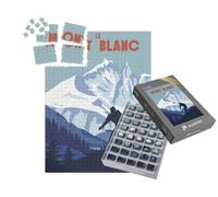 puzzleYOU : Smart Sorted® | Puzzle Photo 1000 pièces « Mont Blanc Ski Area Poster, Retro. Carte de Voyage d'hiver des Alpes »