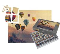 puzzleYOU : Smart Sorted® | Puzzle Photo 1000 pièces « Montgolfière au-Dessus d'une Haute Montagne au Coucher du Soleil »