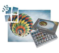 puzzleYOU : Smart Sorted® | Puzzle Photo 1000 pièces « Montgolfière colorée, Perspective passionnante Vue d'en Bas »