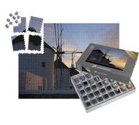 puzzleYOU : Smart Sorted® | Puzzle Photo 1000 pièces « Moulins à Vent au Coucher du Soleil à Mykonos, Grèce »