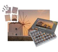 puzzleYOU : Smart Sorted® | Puzzle Photo 1000 pièces « Moulins à Vent Traditionnels grecs à Mykonos »