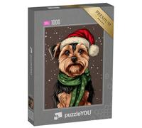 puzzleYOU : Smart Sorted® | Puzzle Photo 1000 pièces « Noël avec Le Yorkshire Terrier Romeo »