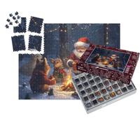 puzzleYOU : Smart Sorted® | Puzzle Photo 1000 pièces « Noël en forêt : des Enfants Animaux reçoivent des Cadeaux du Père Noël »