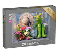 puzzleYOU : Smart Sorted® | Puzzle Photo 1000 pièces « Outils de Jardinage et Fleurs sur la terrasse dans Le Jardin »