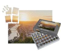 puzzleYOU : Smart Sorted® | Puzzle Photo 1000 pièces « Panorama de la Ville de Rouen au Coucher du Soleil avec la cathédrale et la Seine »