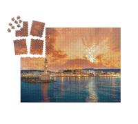 puzzleYOU : Smart Sorted® | Puzzle Photo 1000 pièces « Panorama du Beau Vieux Port de La Canée avec Le Phare, Crète »