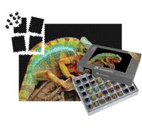 puzzleYOU : Smart Sorted® | Puzzle Photo 1000 pièces « Panthère caméléon sur Feuilles sèches »