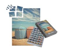 puzzleYOU : Smart Sorted® | Puzzle Photo 1000 pièces « Parasols Traditionnels à Deauville, processus Vintage »