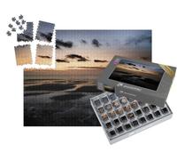 puzzleYOU : Smart Sorted® | Puzzle Photo 1000 pièces « Paysage de Plage Tranquille au Coucher du Soleil à Wissant, côte d'opale en Hauts-de-France. »