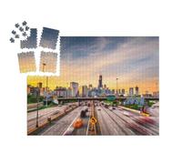puzzleYOU : Smart Sorted® | Puzzle Photo 1000 pièces « Paysage Urbain et autoroutes de Chicago Le Matin, USA »