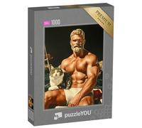 puzzleYOU : Smart Sorted® | Puzzle Photo 1000 pièces « Père Noël en Vacances d’été avec Chat »