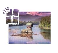 puzzleYOU : Smart Sorted® | Puzzle Photo 1000 pièces « Petite Maison colorée sur Un Rocher au Milieu de la rivière Drina, Serbie »