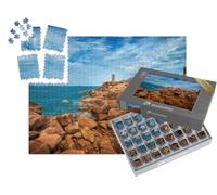 puzzleYOU : Smart Sorted® | Puzzle Photo 1000 pièces « Phare de Ploumanac'h Mean Ruz Entre Les rochers de la côte de Granit Rose, Perros Guirec, Bretagne »