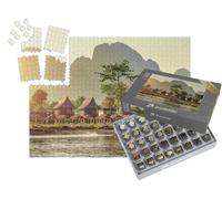 puzzleYOU : Smart Sorted® | Puzzle Photo 1000 pièces « Pittoresques bungalows de Village Le Long de la rivière Nam Song à Vang Vieng, Laos »