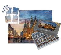 puzzleYOU : Smart Sorted® | Puzzle Photo 1000 pièces « Place du marché avec Maisons Anciennes, hôtel de Ville et Coucher de Soleil, Wroclaw, Pologne »