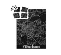 puzzleYOU : Smart Sorted® | Puzzle Photo 1000 pièces « Plan de Ville Noir et Blanc Affiche de Villeurbanne France »