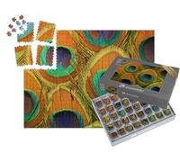 puzzleYOU : Smart Sorted® | Puzzle Photo 1000 pièces « Plumes de Paon Multicolores »