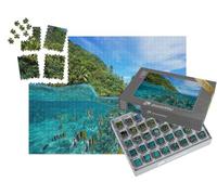 puzzleYOU : Smart Sorted® | Puzzle Photo 1000 pièces « Poissons tropicaux sur et sous l'eau, Huahine, Océan Pacifique »
