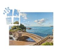 puzzleYOU : Smart Sorted® | Puzzle Photo 1000 pièces « Pont vers la Petite île près de la côte à Biarritz, France »