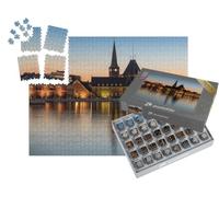 puzzleYOU : Smart Sorted® | Puzzle Photo 1000 pièces « Port d'Aarhus : Le Danemark à l'heure Bleue »